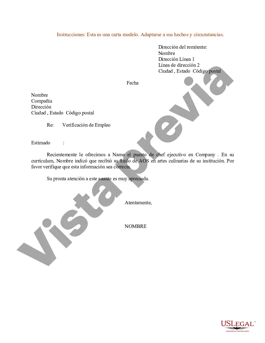 Preview Carta de verificación de empleo para H1B