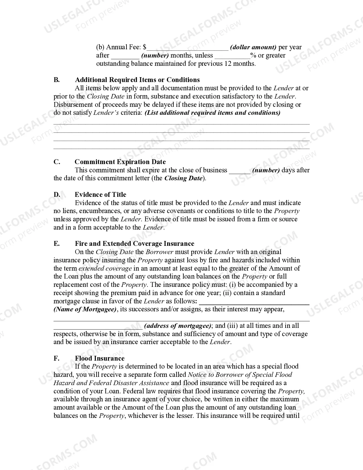 Preview Mortgage Loan Commitment for Home Equity Line of Credit