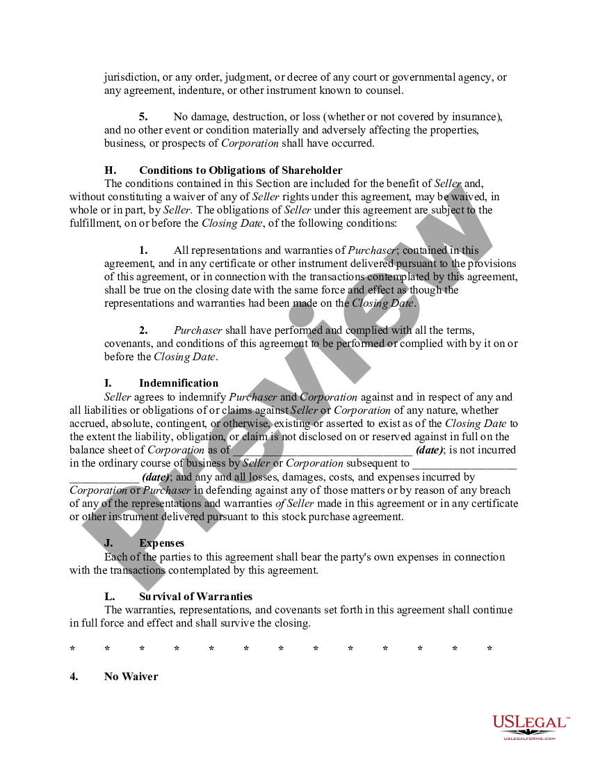 Florida Right of First Refusal to Purchase All Shares of Corporation ...