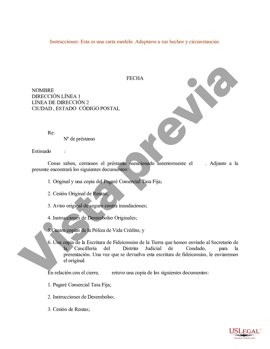 Ejemplo De Carta De Préstamo Us Legal Forms 9756