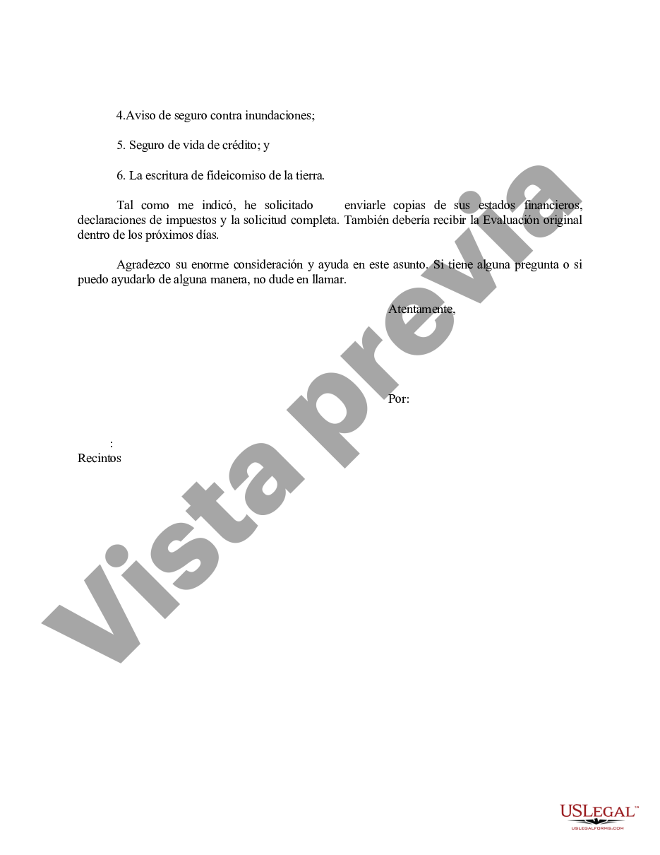 Ejemplo De Carta De Préstamo Us Legal Forms 6339