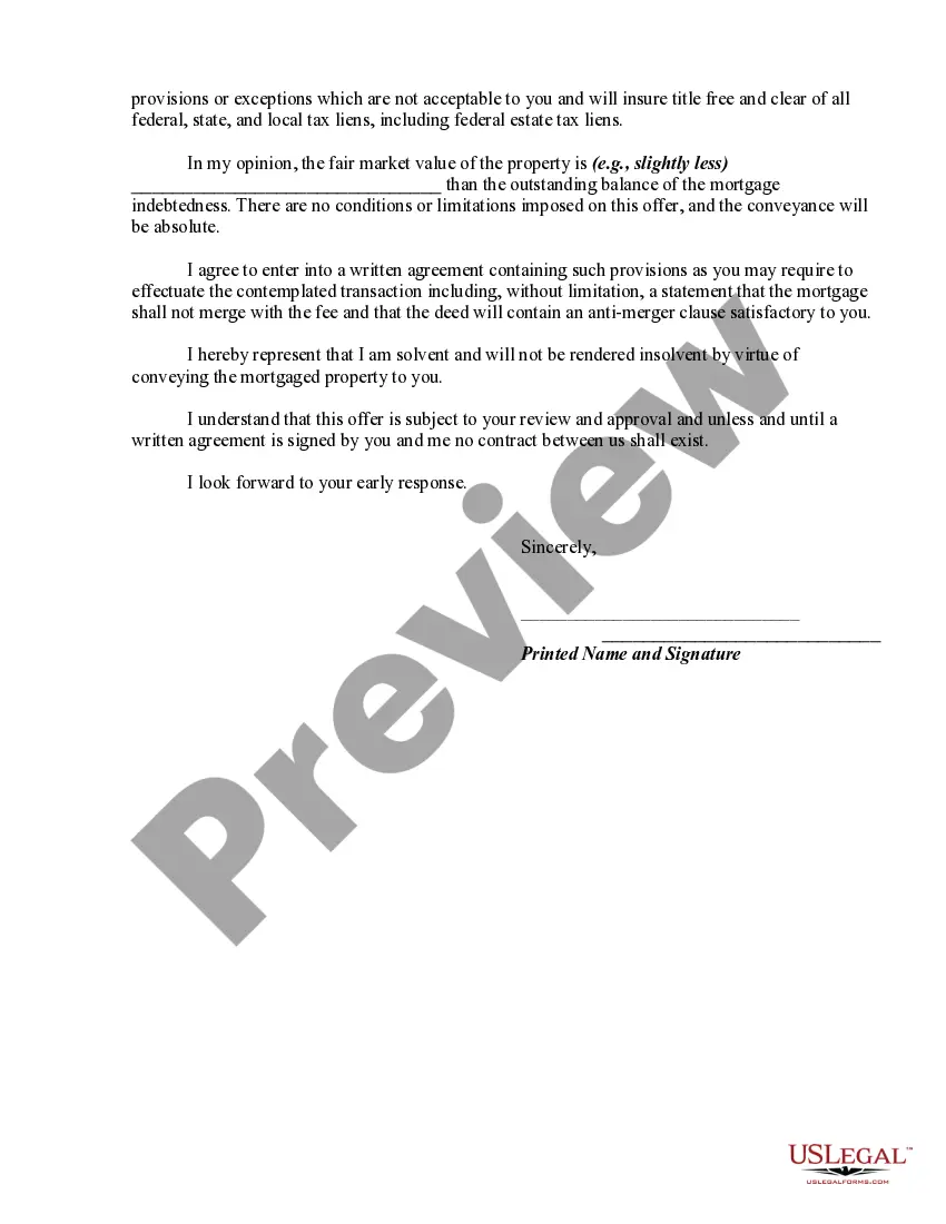 Get Offer by Borrower of Deed in Lieu of Foreclosure Preview Offer by Borrower of Deed in Lieu of Foreclosure