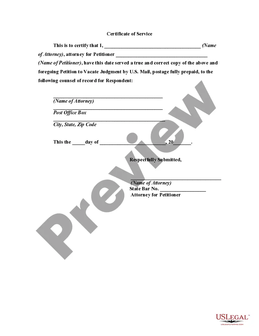 Get Petition to Vacate Default Judgment for Failure to Acquire Jurisdiction over Defendants due to Defective Service of Process Preview Petition to Vacate Default Judgment for Failure to Acquire Jurisdiction over Defendants due to Defective Service of Process