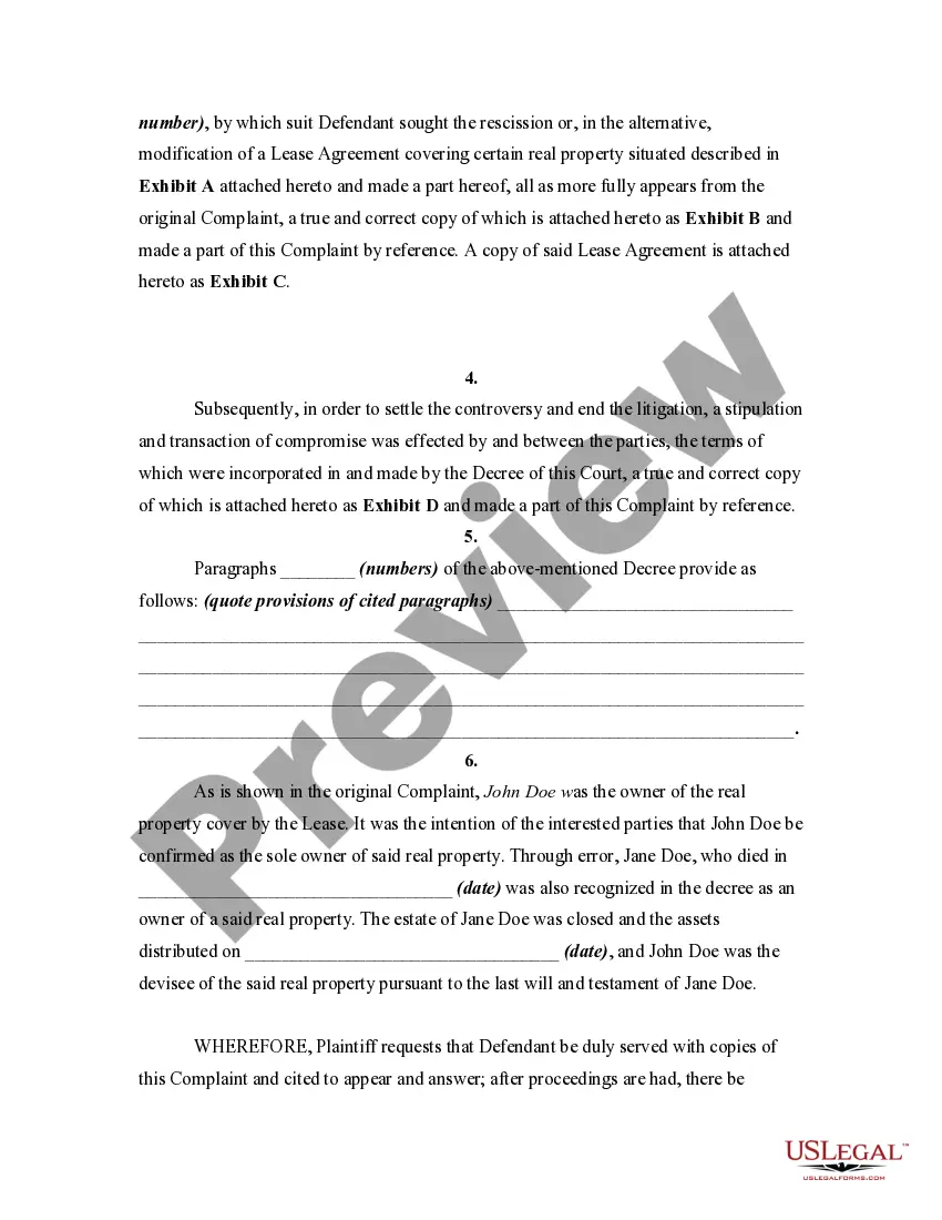 Get Complaint for Correction and Reformation of Judgment on the Ground of Mistake Preview Complaint for Correction and Reformation of Judgment on the Ground of Mistake