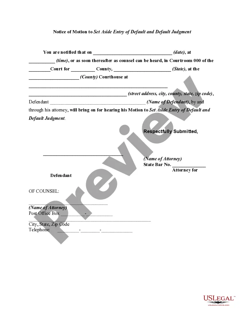 Get Motion to Vacate or Set Aside Entry of Default and Default Judgment Due to Mistake, Inadvertence, Surprise, or Excusable Neglect Preview Motion to Vacate or Set Aside Entry of Default and Default Judgment Due to Mistake, Inadvertence, Surprise, or Excusable Neglect
