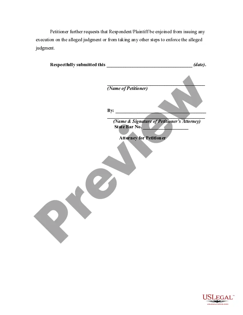 Get Petition to Vacate Judgment due to Failure to Acquire Jurisdiction over Defendant - Defective Service of Process Preview Petition to Vacate Judgment due to Failure to Acquire Jurisdiction over Defendant - Defective Service of Process