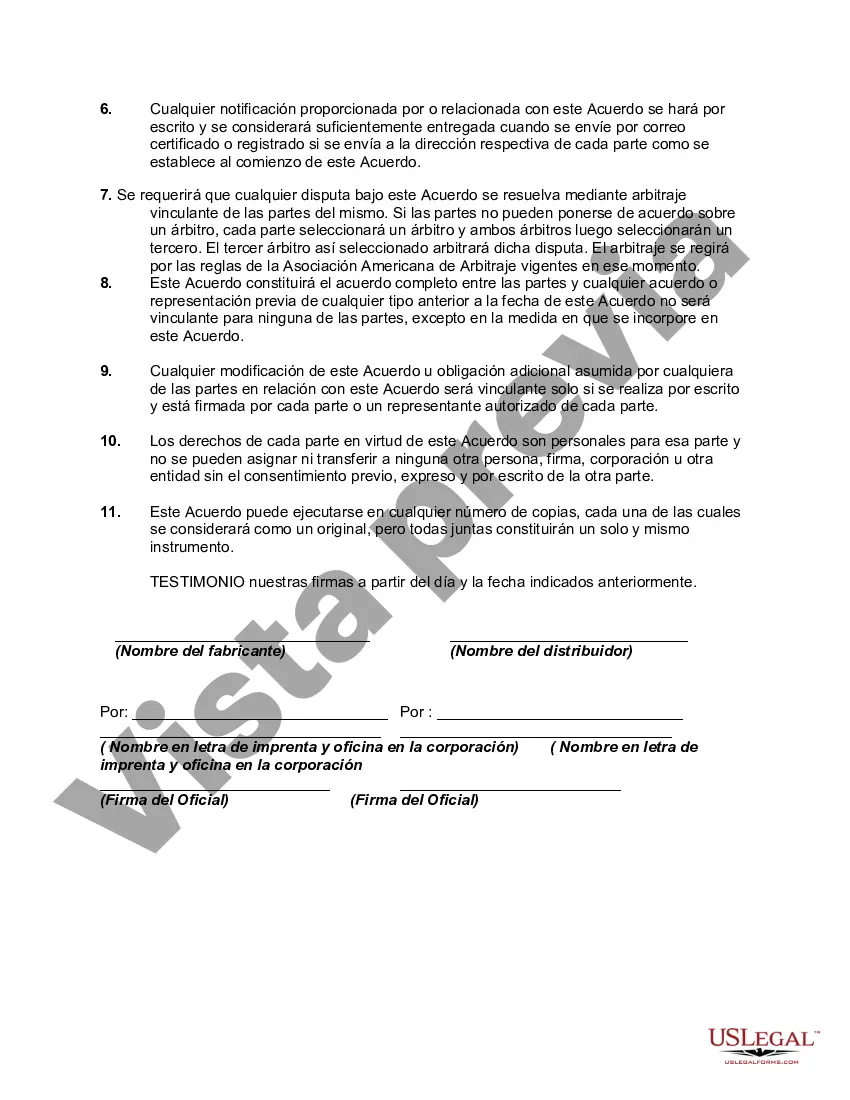 Preview Contrato entre el fabricante y el distribuidor sobre el precio mínimo anunciado