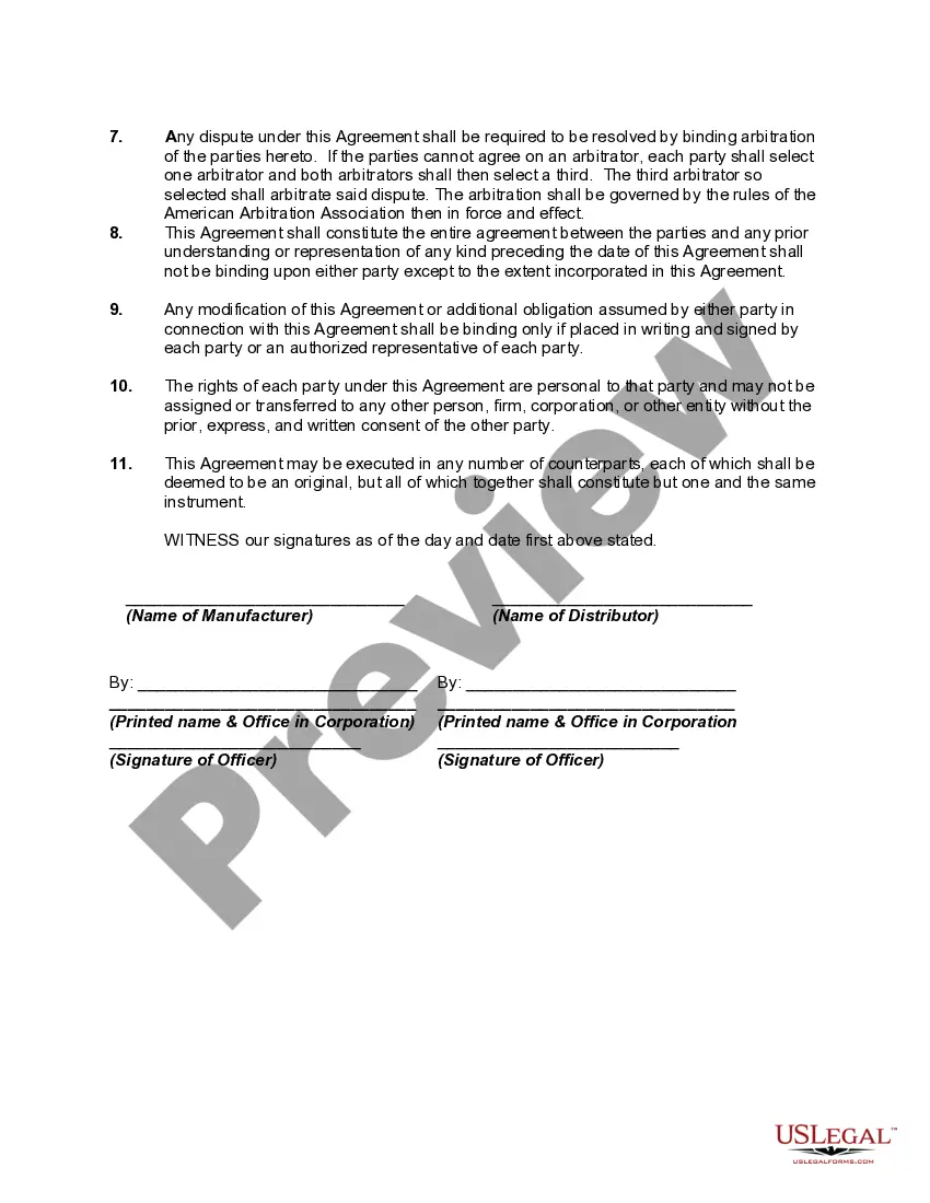 Get Contract between Manufacturer and Distributor Regarding Minimum Advertised Price Preview Contract between Manufacturer and Distributor Regarding Minimum Advertised Price