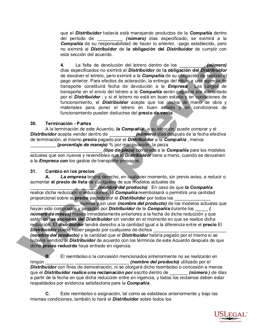 Preview Acuerdo de distribución exclusivo con garantía de fábrica y disposiciones de servicio