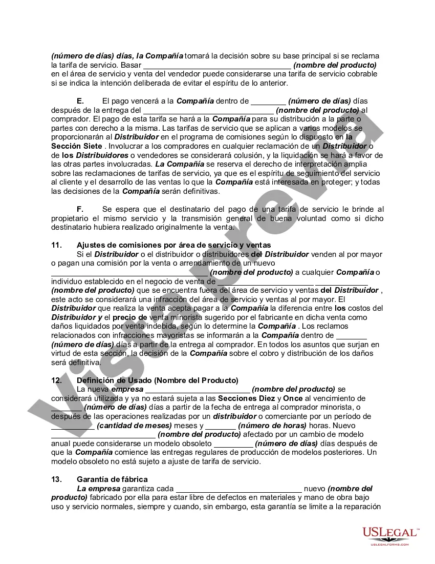 Preview Acuerdo de distribución exclusivo con garantía de fábrica y disposiciones de servicio