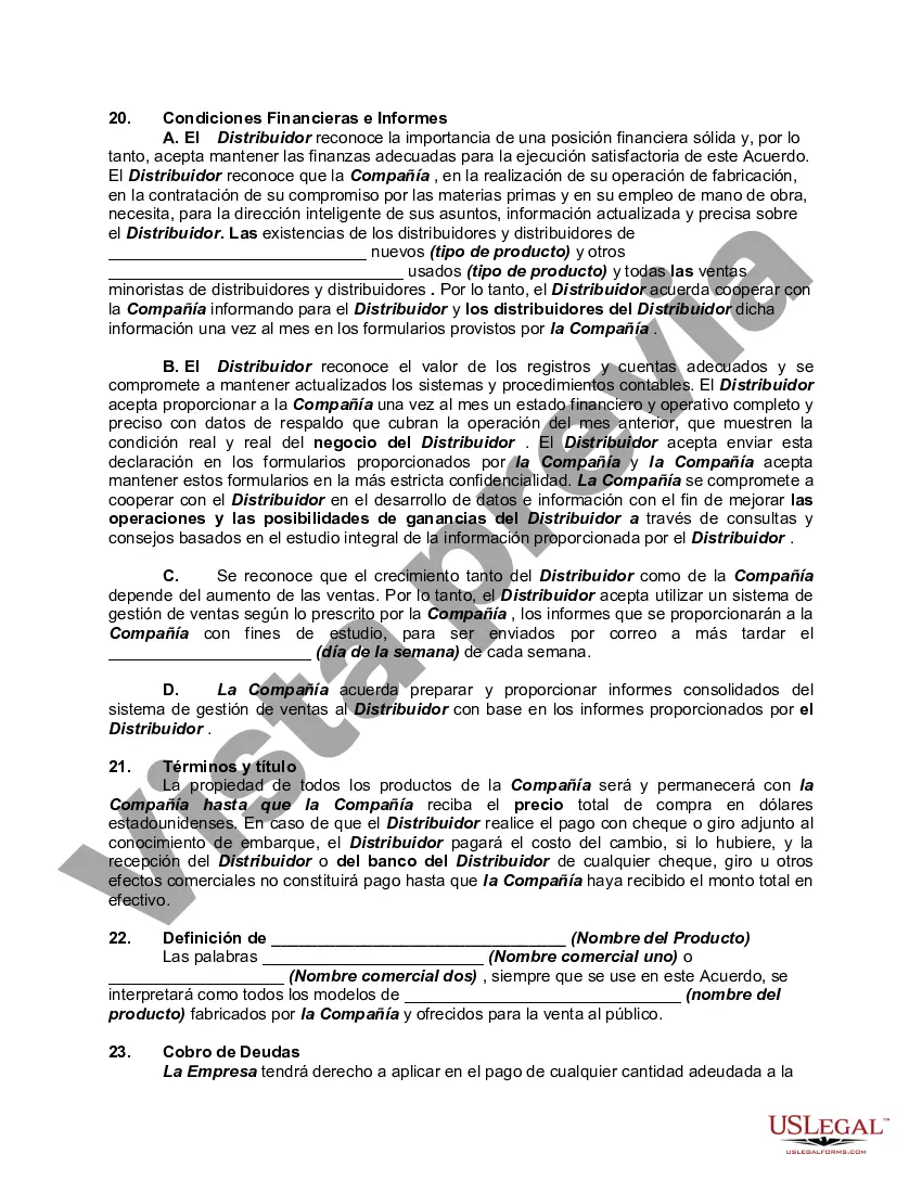 Preview Acuerdo de distribución exclusivo con garantía de fábrica y disposiciones de servicio