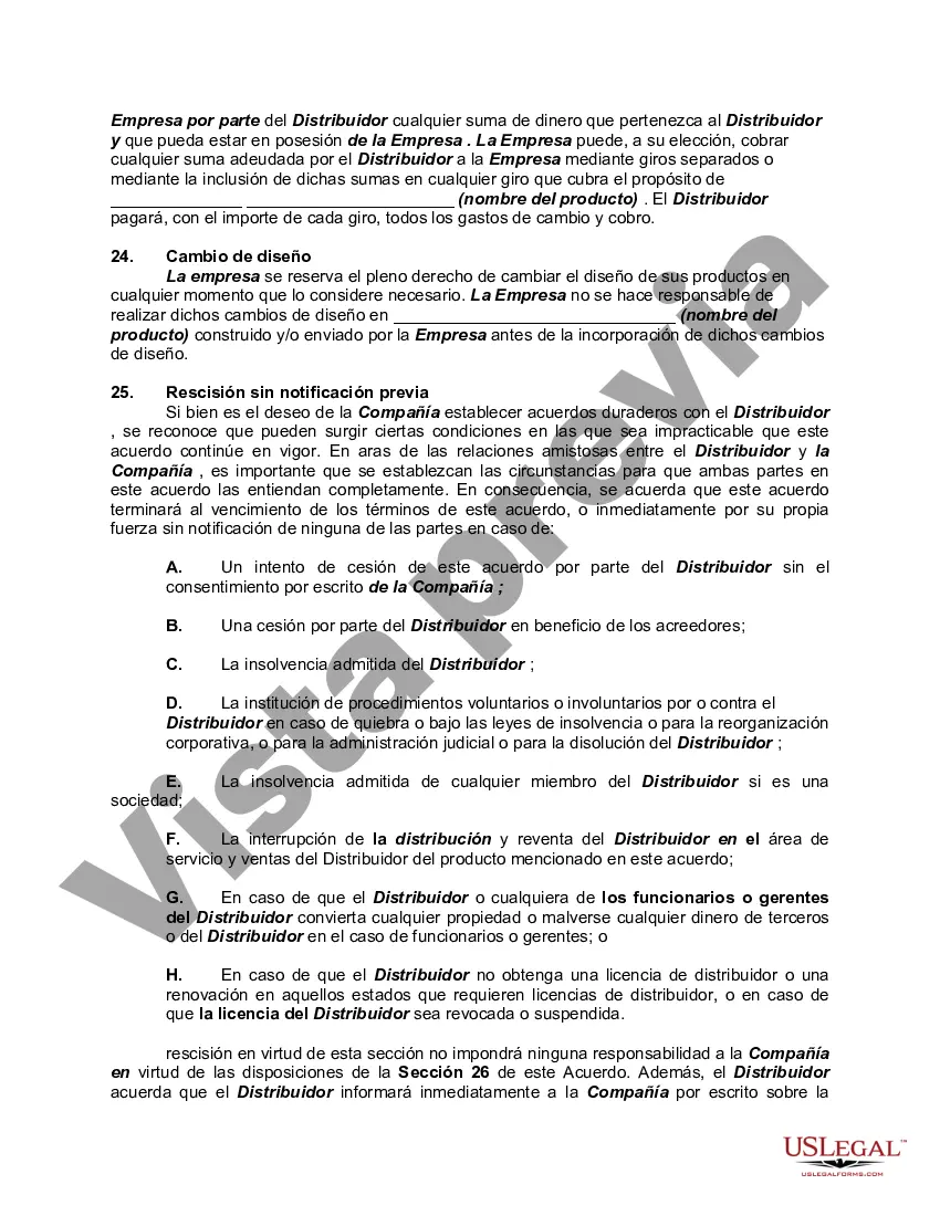 Preview Acuerdo de distribución exclusivo con garantía de fábrica y disposiciones de servicio