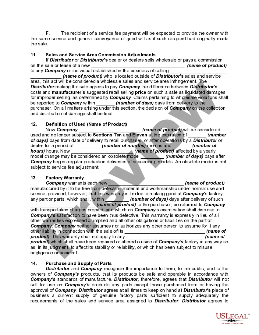 Get Exclusive Distributorship Agreement with Factory Warranty and Service Provisions Preview Exclusive Distributorship Agreement with Factory Warranty and Service Provisions