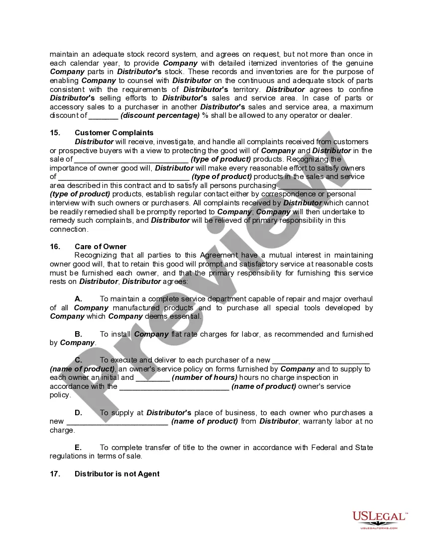 Get Exclusive Distributorship Agreement with Factory Warranty and Service Provisions Preview Exclusive Distributorship Agreement with Factory Warranty and Service Provisions
