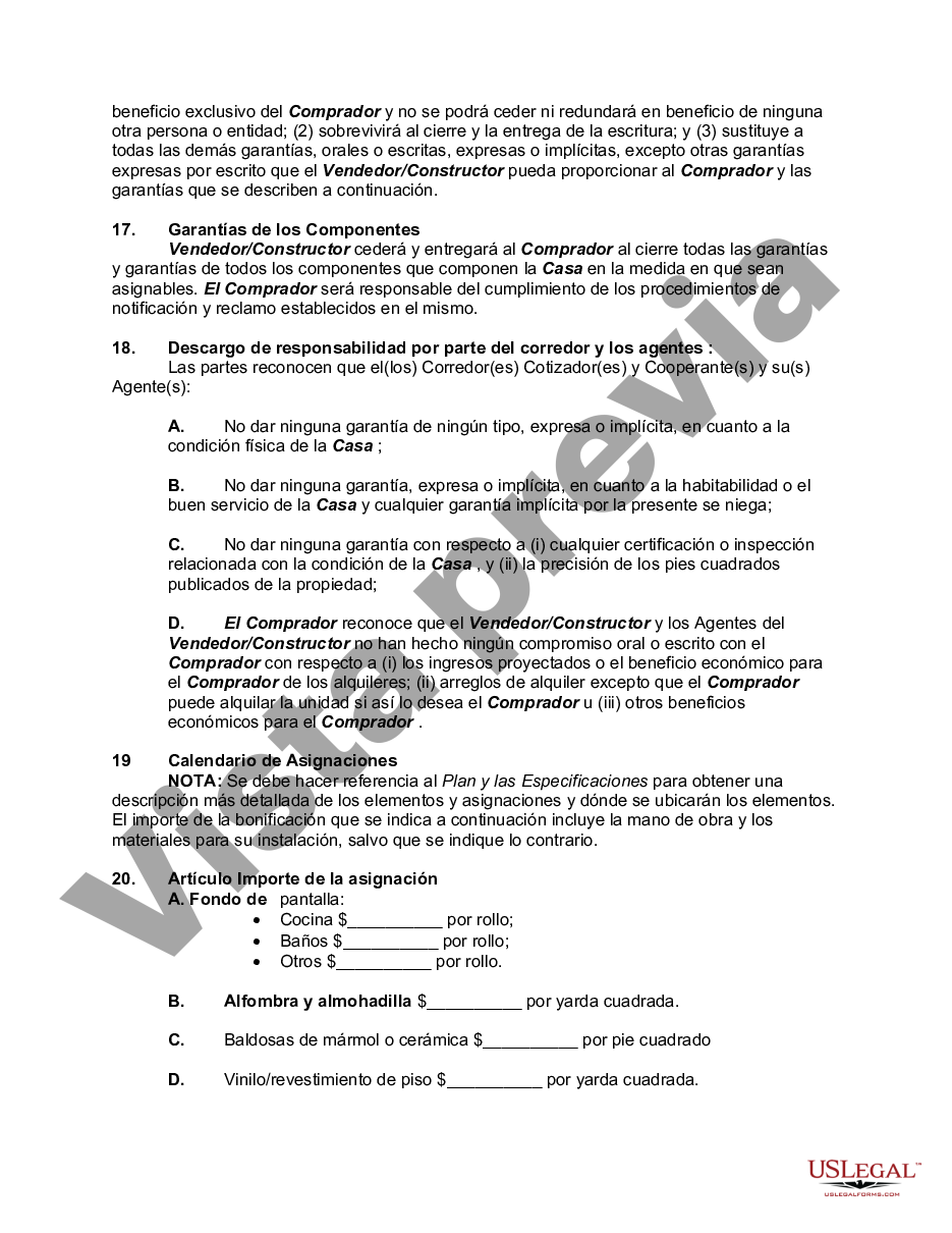 Hillsborough Florida Contrato De Construcción De Nueva Vivienda Residencial Us Legal Forms 5122