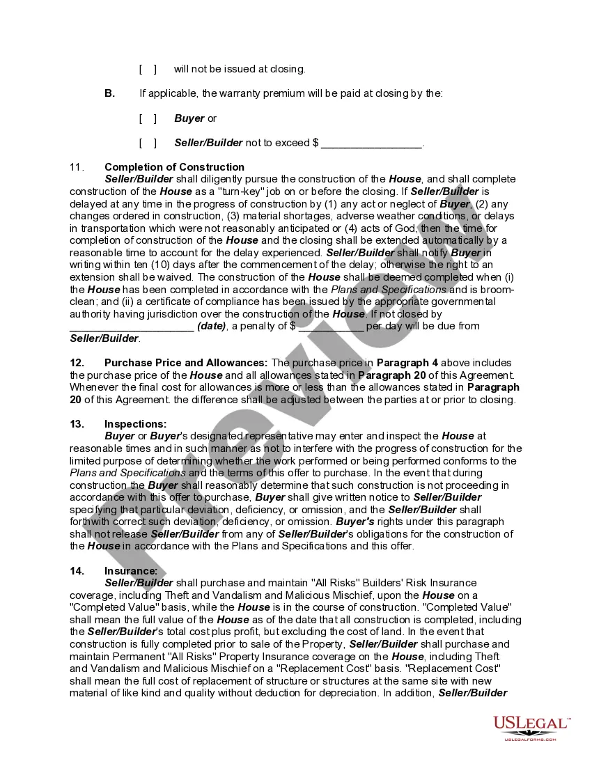 Preview Construction Contract for New Residential Dwelling