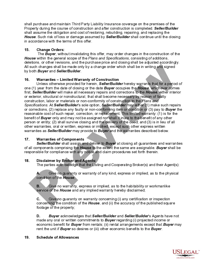 Preview Construction Contract for New Residential Dwelling