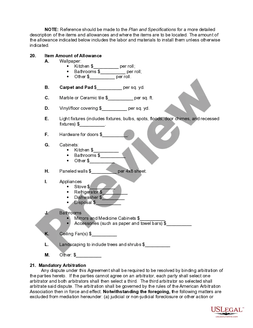 Preview Construction Contract for New Residential Dwelling