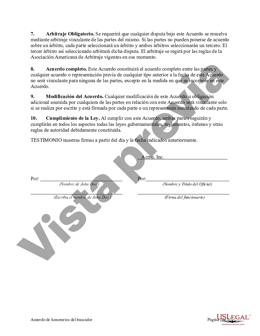 Preview Acuerdo de honorarios del buscador con respecto a la venta de bienes inmuebles