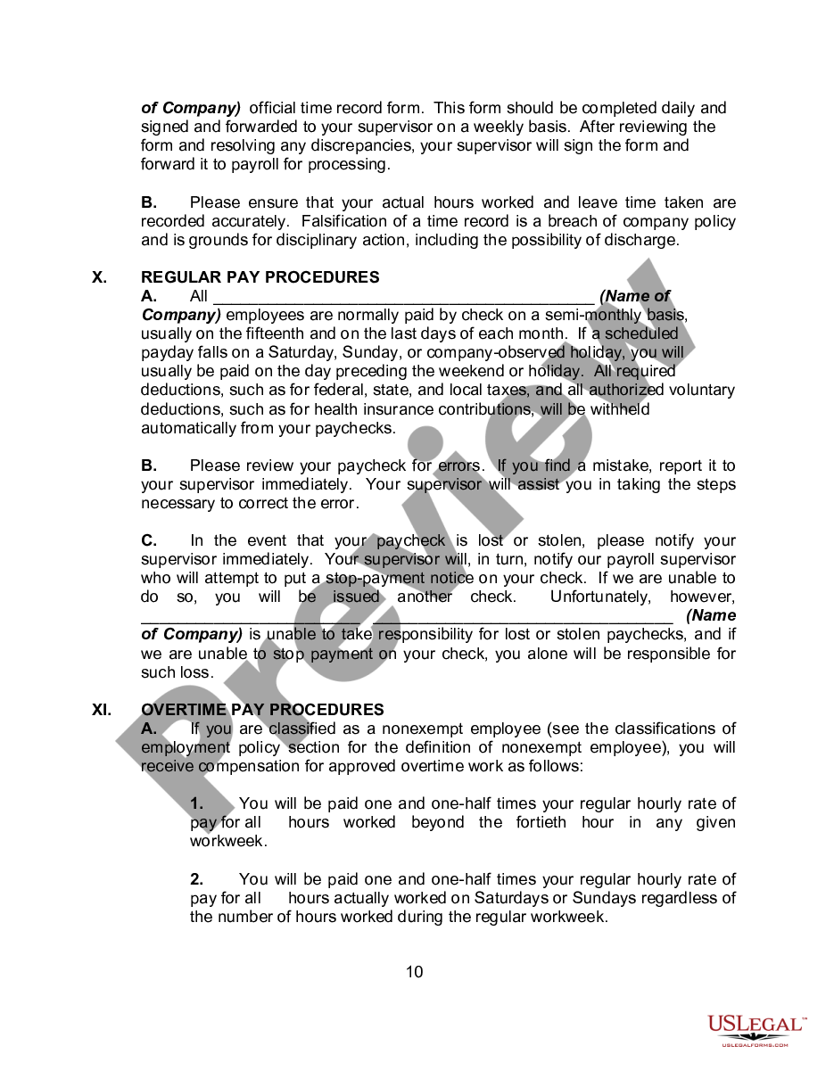 page 9 Personnel Manual, Policies or Employment Handbook preview