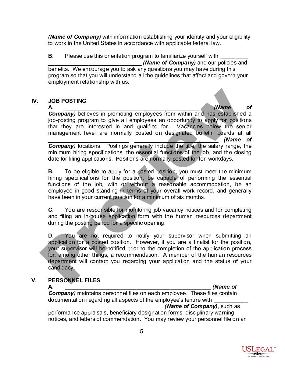 page 4 Personnel Manual, Policies or Employment Handbook preview