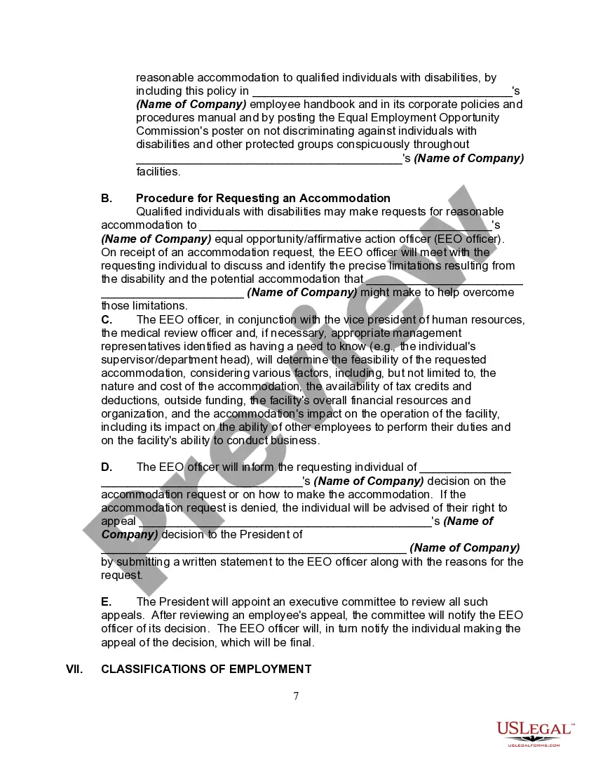Preview Personnel Manual, Policies or Employment Handbook