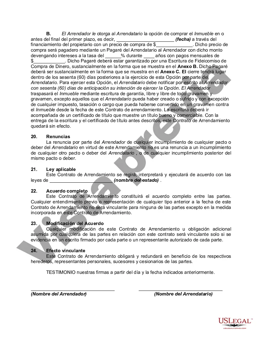 Preview Acuerdo de compra de arrendamiento para negocios