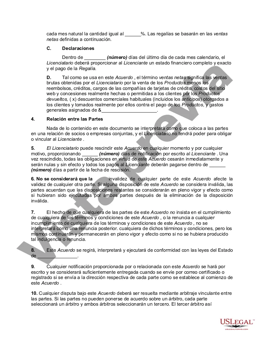 Preview Acuerdo que otorga una licencia exclusiva para vender una línea de ropa