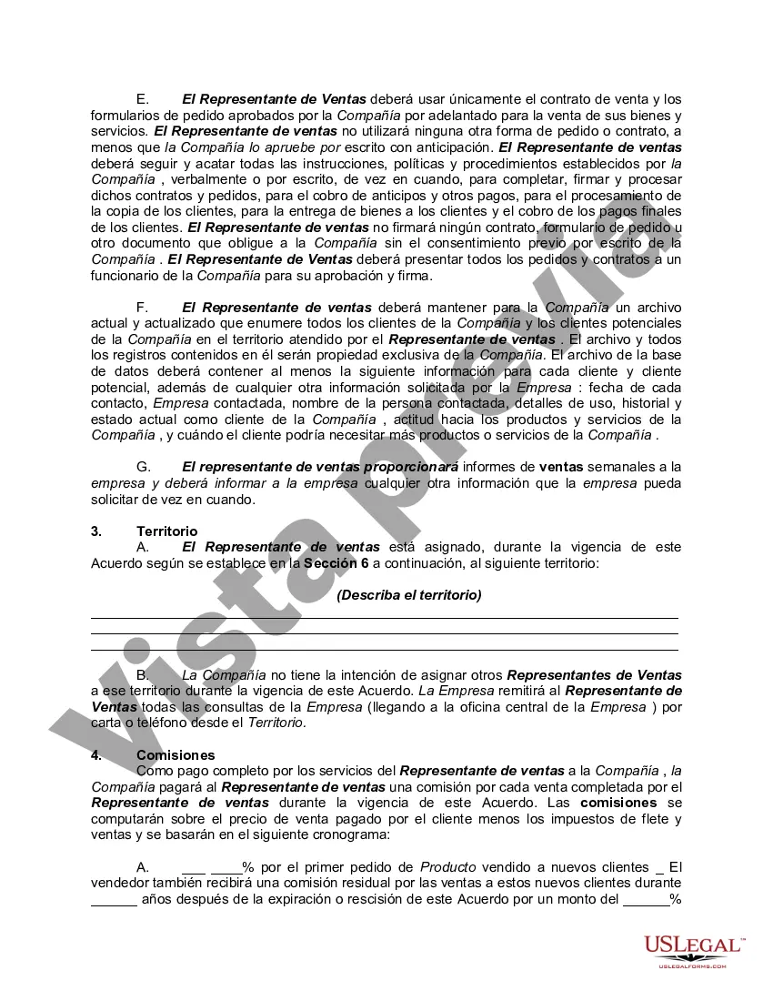 Preview Acuerdo de Representante de Ventas con Pagos Residuales para Clientes Nuevos después de la Terminación del Contrato