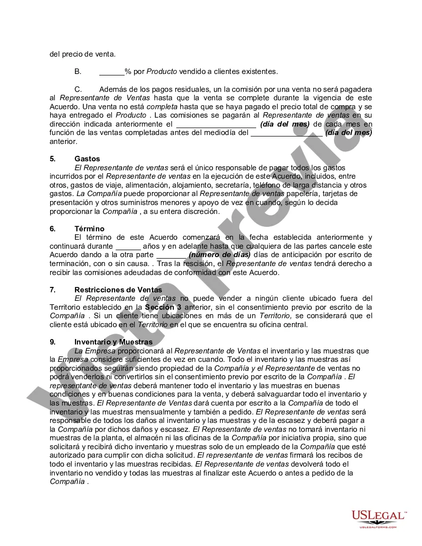 Preview Acuerdo de Representante de Ventas con Pagos Residuales para Clientes Nuevos después de la Terminación del Contrato