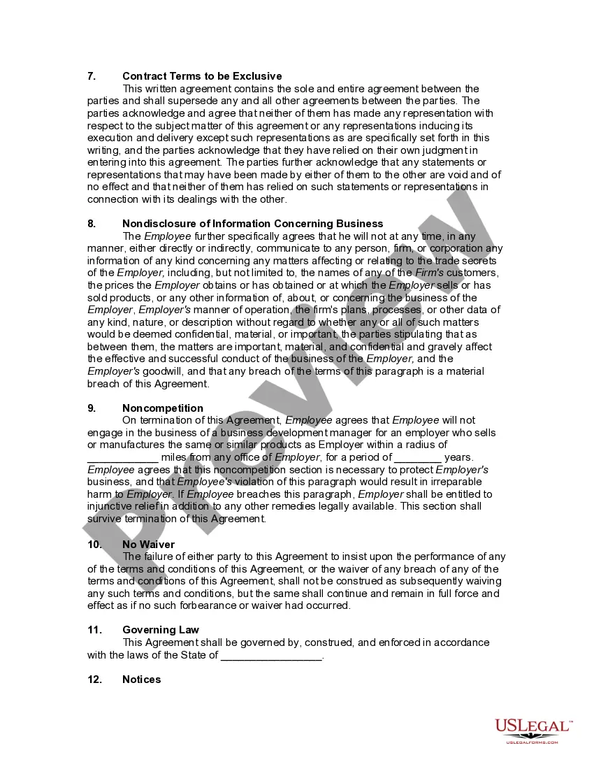 Get Employment Agreement with Sales and Business Development Manager of a Business Preview Employment Agreement with Sales and Business Development Manager of a Business