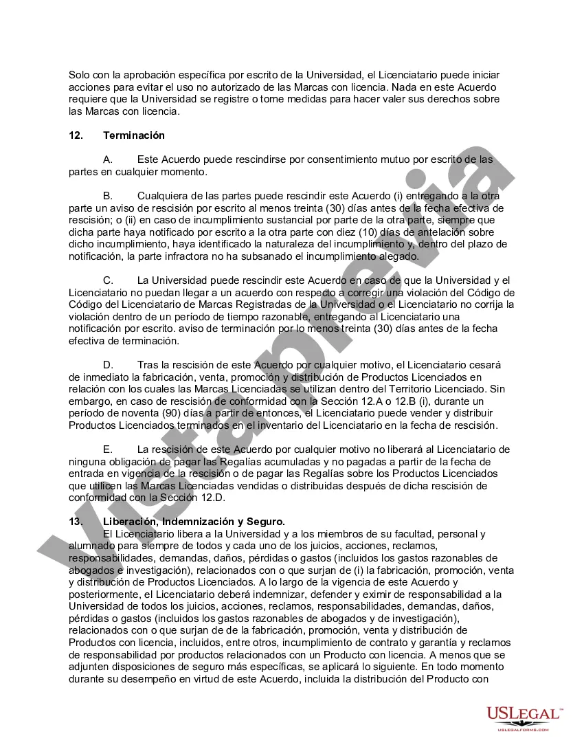 Preview Acuerdo de licencia de marca registrada con colegio o universidad