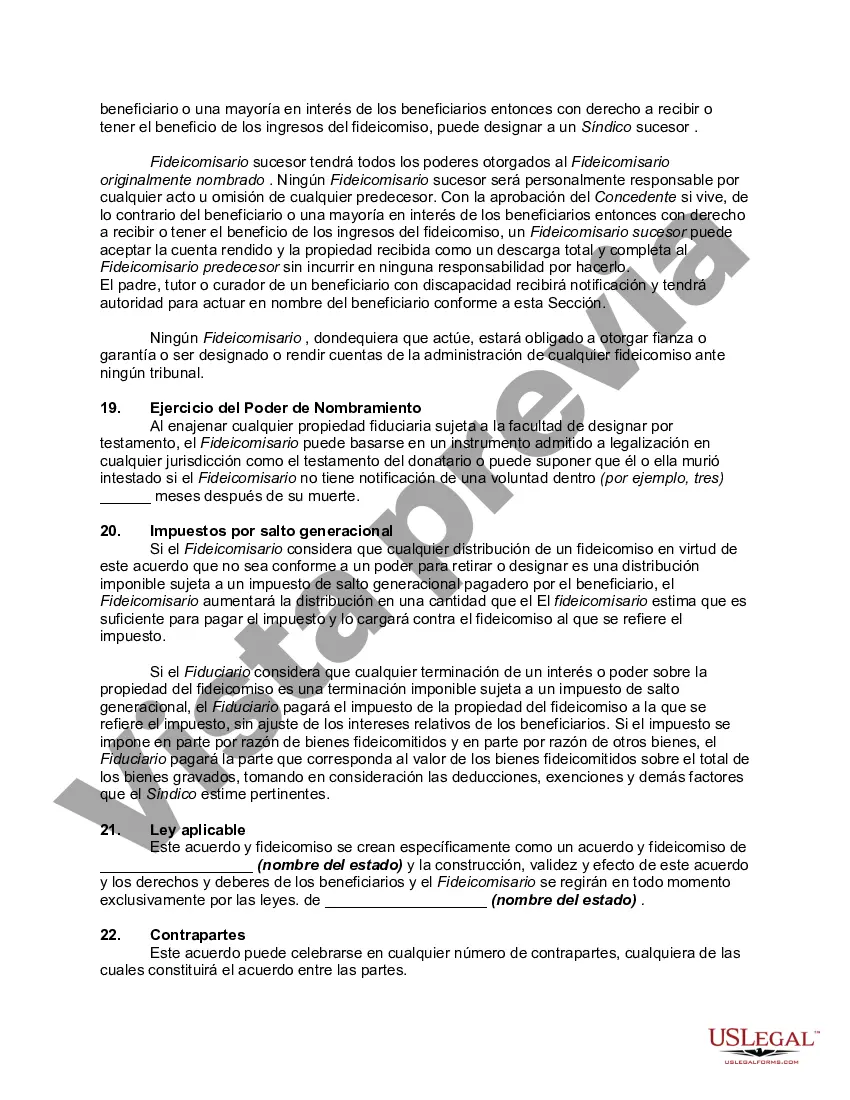 Preview Contrato de fideicomiso irrevocable en beneficio de los hijos y nietos del fideicomitente