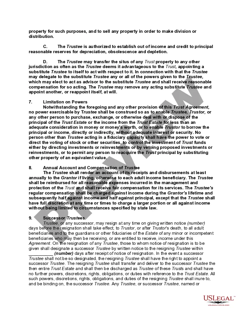 Get Discretionary Distribution Trust for the Benefit of Trustor's Children with Discretionary Powers over Accumulation and Distribution of Principal and Income Separate Trust for each Beneficiary Preview Discretionary Distribution Trust for the Benefit of Trustor's Children with Discretionary Powers over Accumulation and Distribution of Principal and Income Separate Trust for each Beneficiary