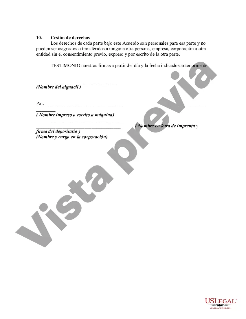 Preview Contrato de depósito entre el propietario del equipo, el depositante y el comprador potencial, el depositario para permitir que el comprador potencial pruebe la propiedad