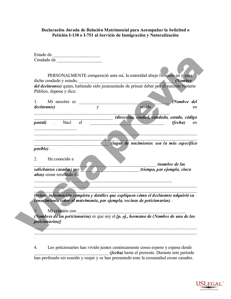 Nassau New York Declaración Jurada De Relación Matrimonial Para Acompañar La Solicitud O 3116
