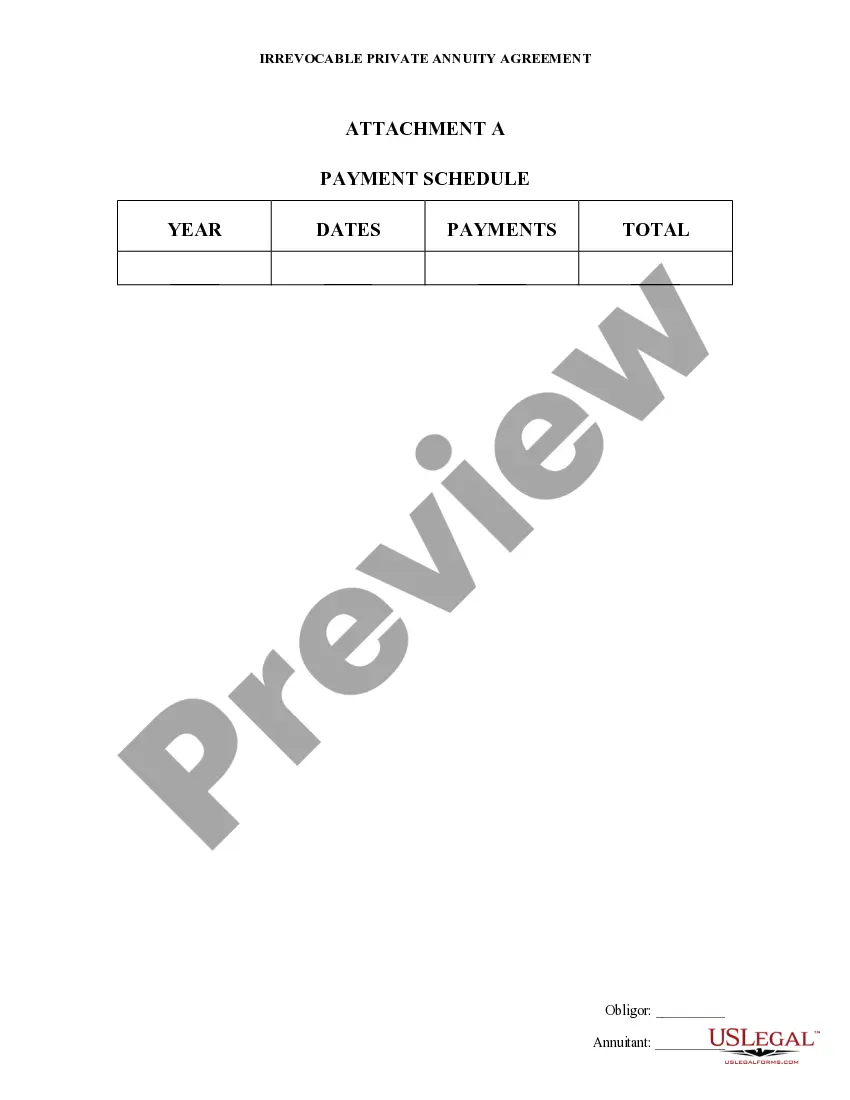 Preview Private Annuity Agreement