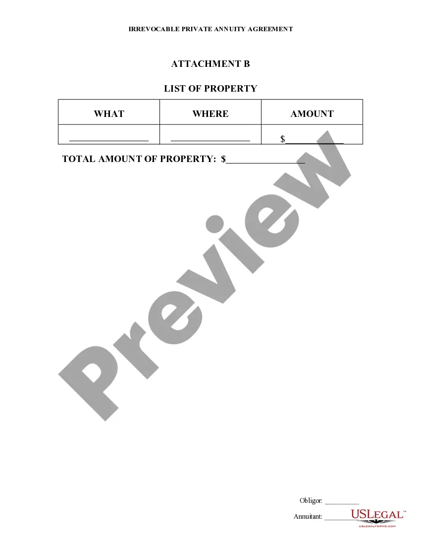 Preview Private Annuity Agreement