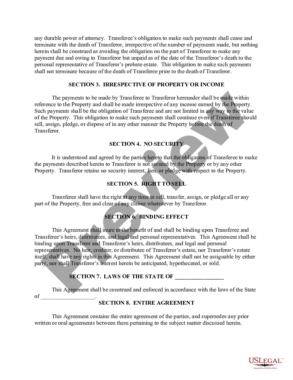 page 1 Private Annuity Agreement preview