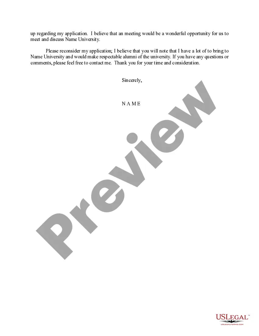 Get Sample Letter for Appeal - Declination of College or University Admittance Preview Sample Letter for Appeal - Declination of College or University Admittance