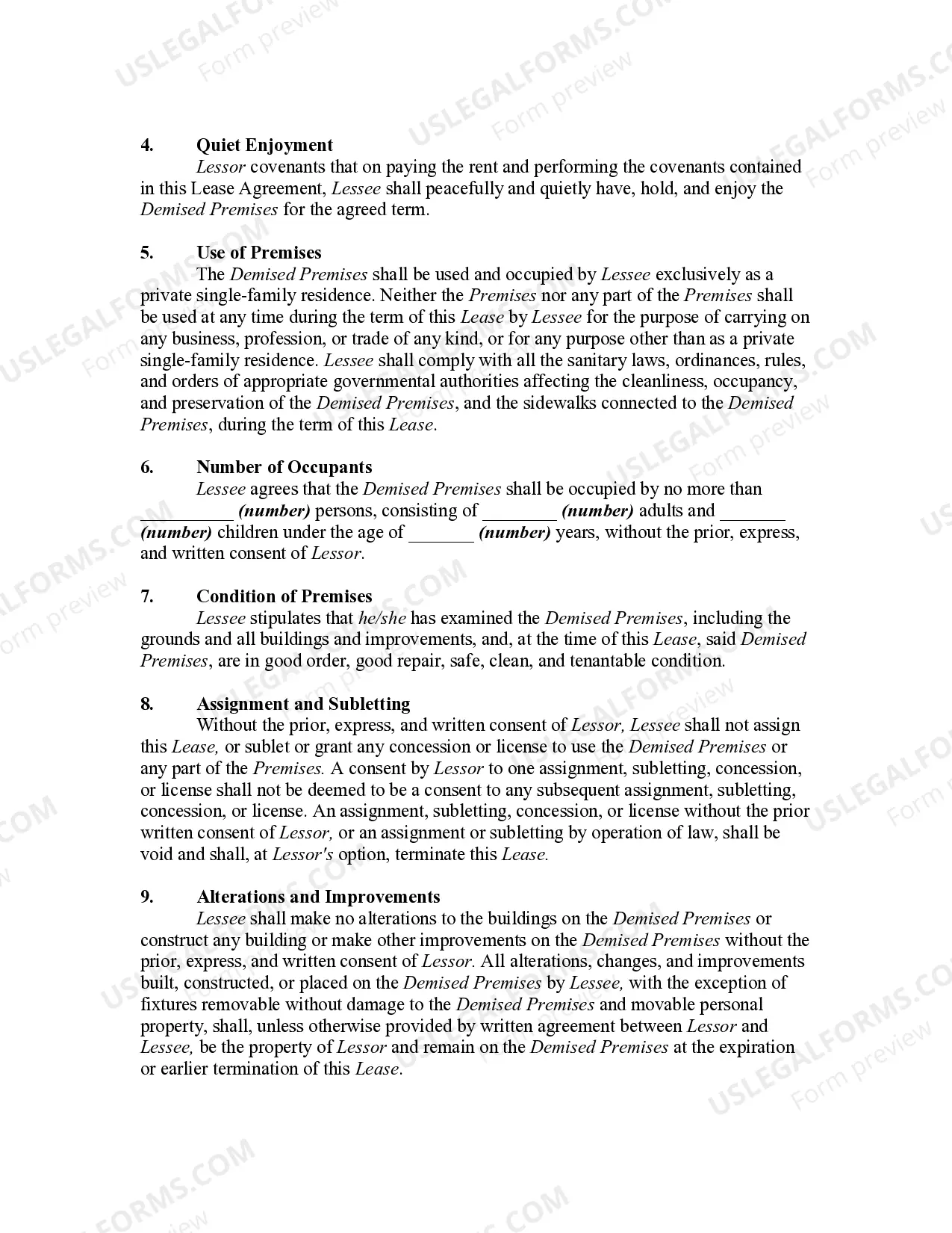 Preview Rental Lease Agreement for House