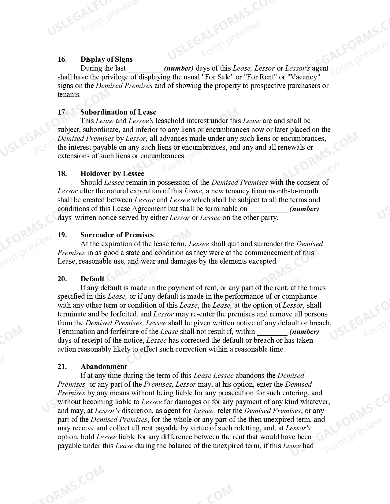 Preview Rental Lease Agreement for House