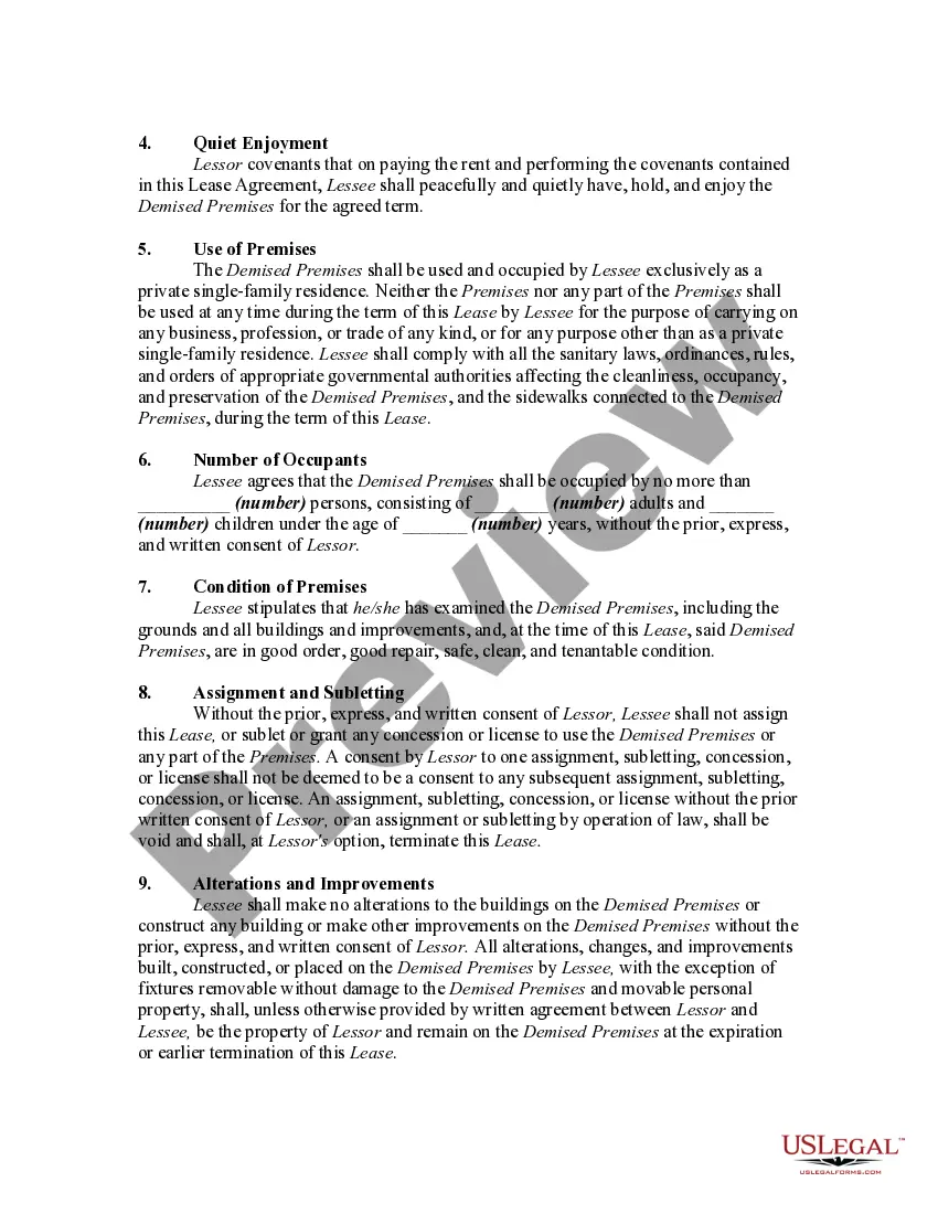 Preview Lease of Unfurnished House