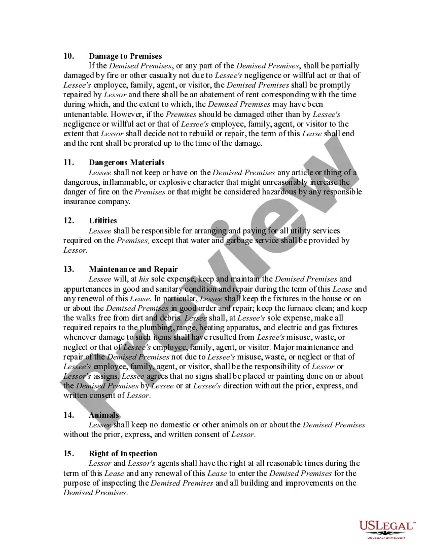 Preview Lease of Unfurnished House