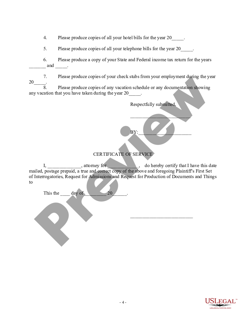 Plaintiff's First Set Of Interrogatories And Request For Production Of 