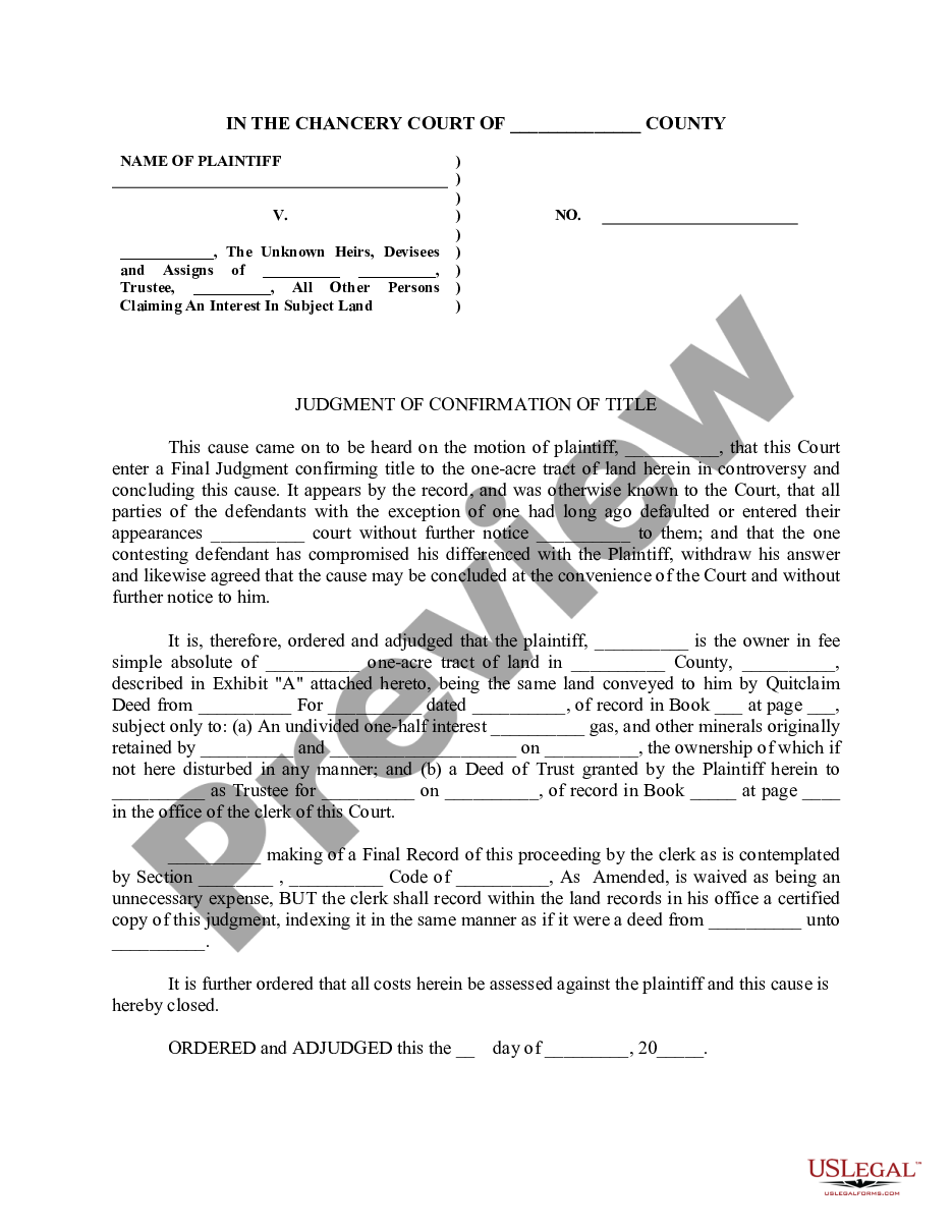 page 0 Judgment of Confirmation of Title preview
