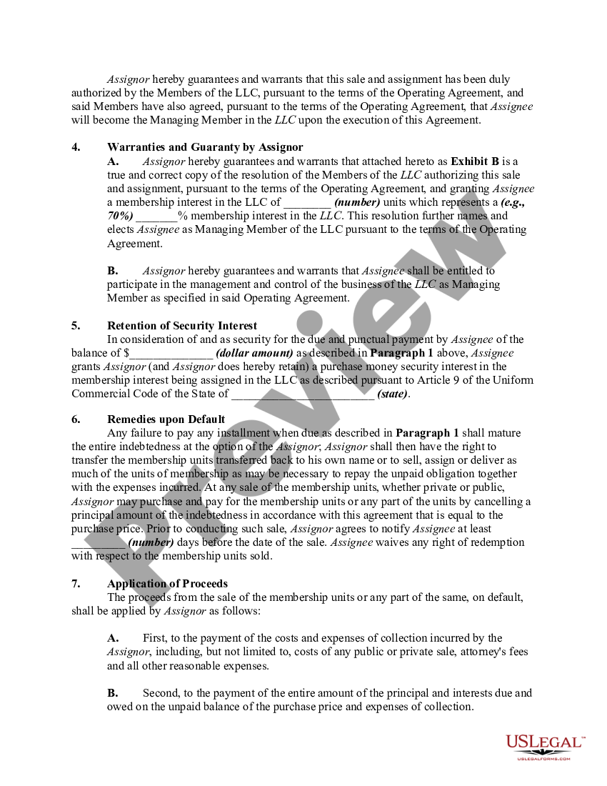 assignment of membership interest in llc