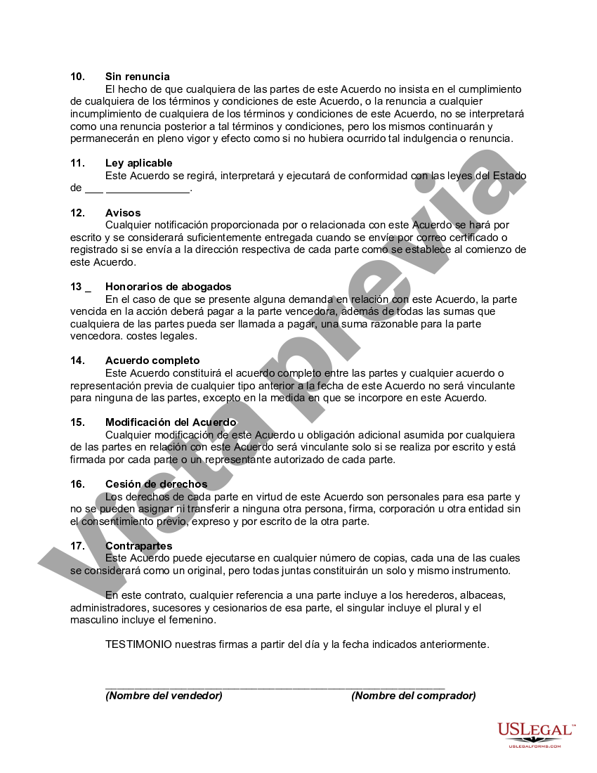 Wayne Michigan Contrato de Orden de Compra para la Venta de Equipos y ...