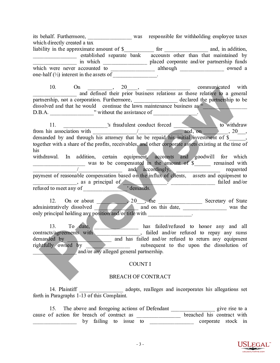page 2 Complaint regarding Breach of contract, Fair dealing, Fraud, Conversion, Accounting, Trade Secrets Act. Agreement to Merge Businesses preview