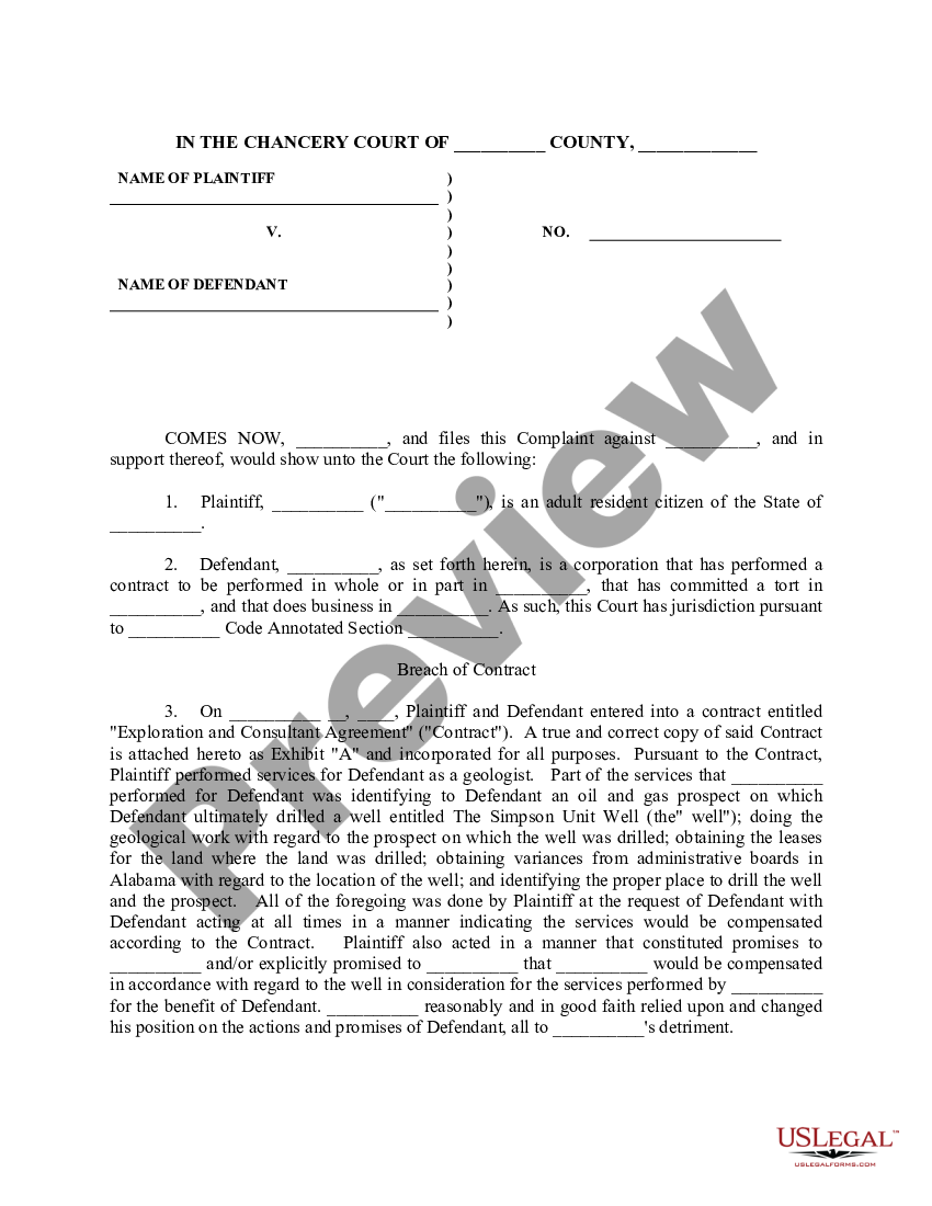 Sample Complaint Breach of Contract Breach Contract US Legal Forms